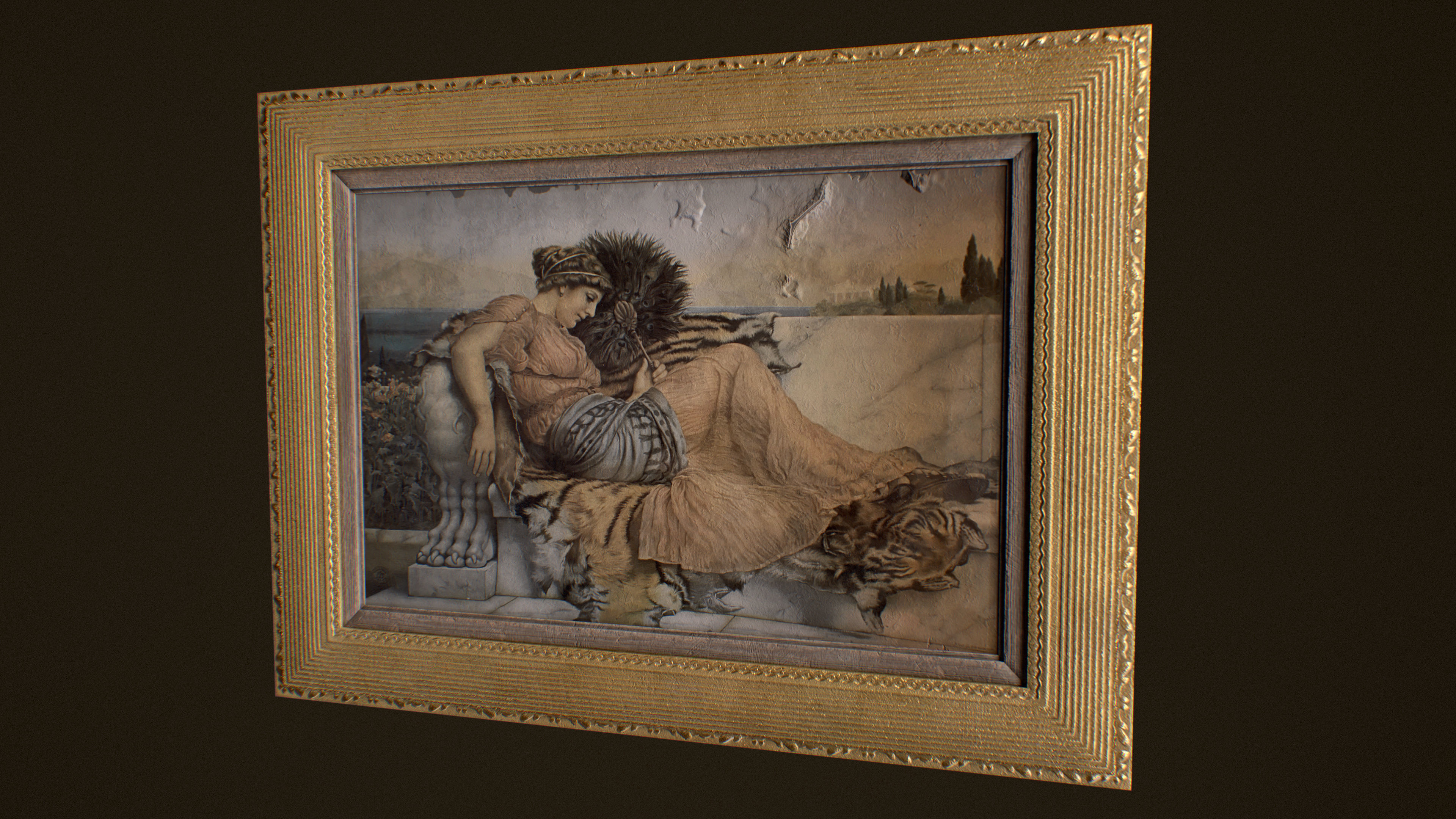 Victorian Framed Painting Low-poly 3D model_3