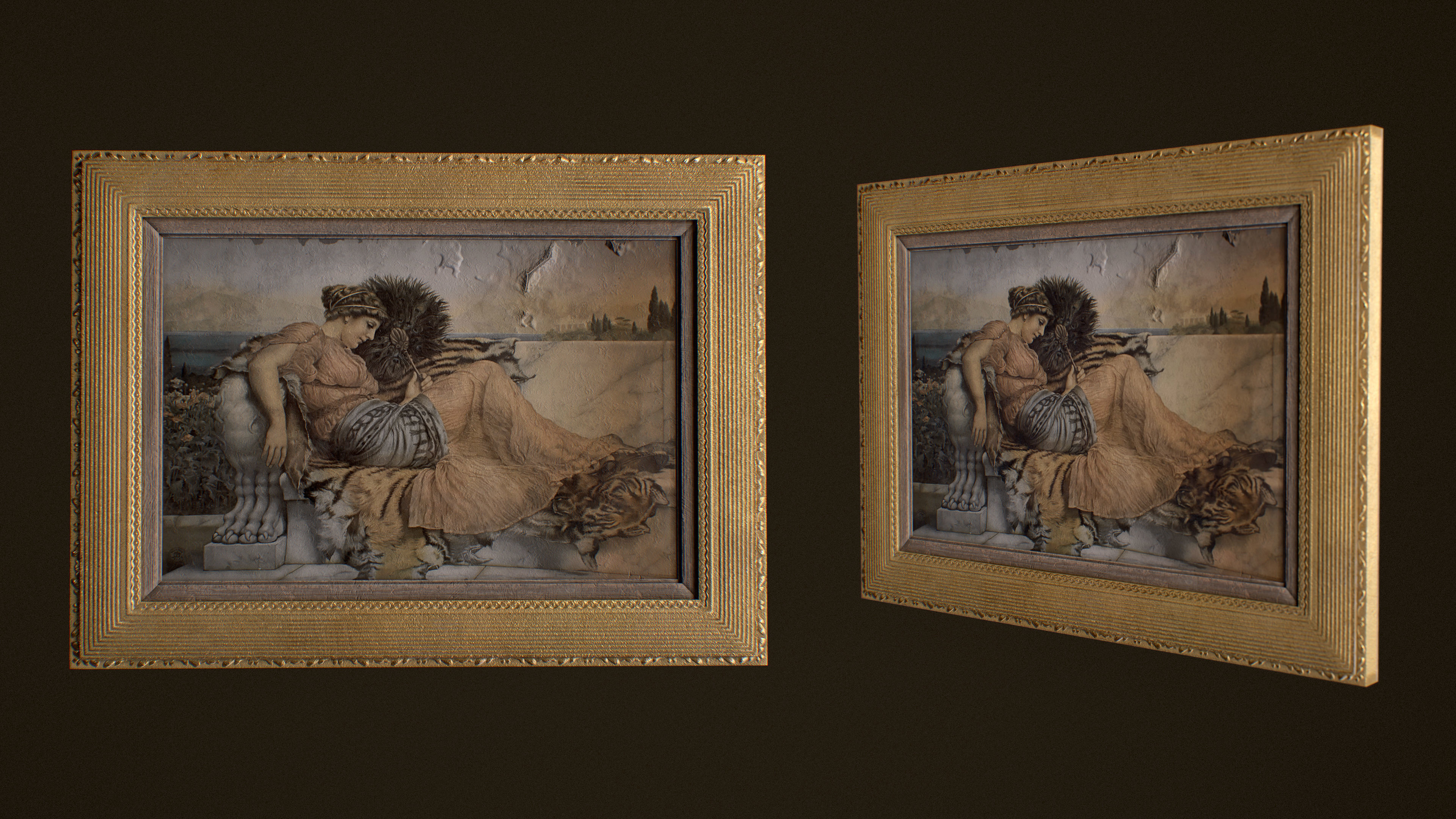 Victorian Framed Painting Low-poly 3D model_10