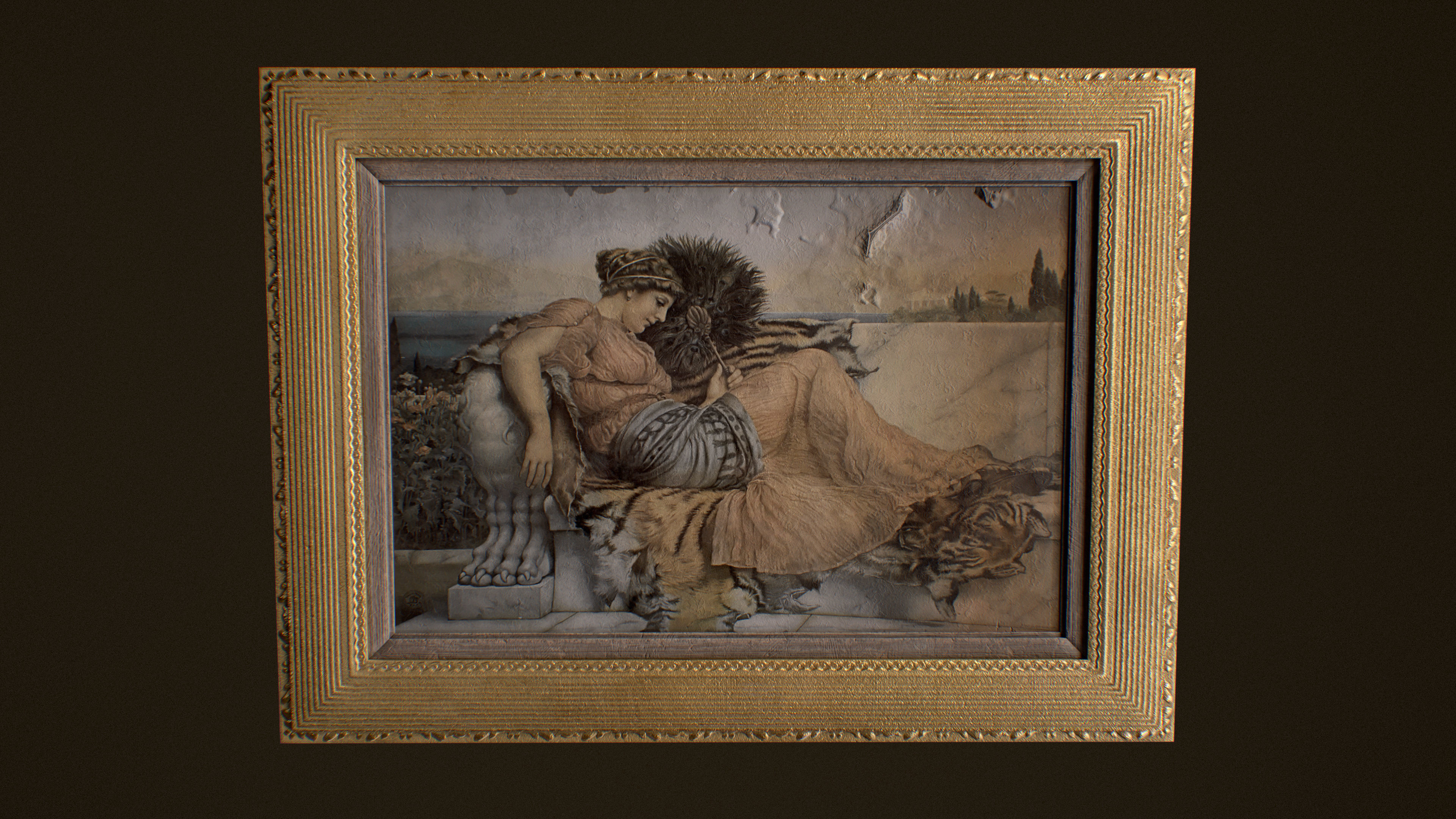 Victorian Framed Painting Low-poly 3D model_2