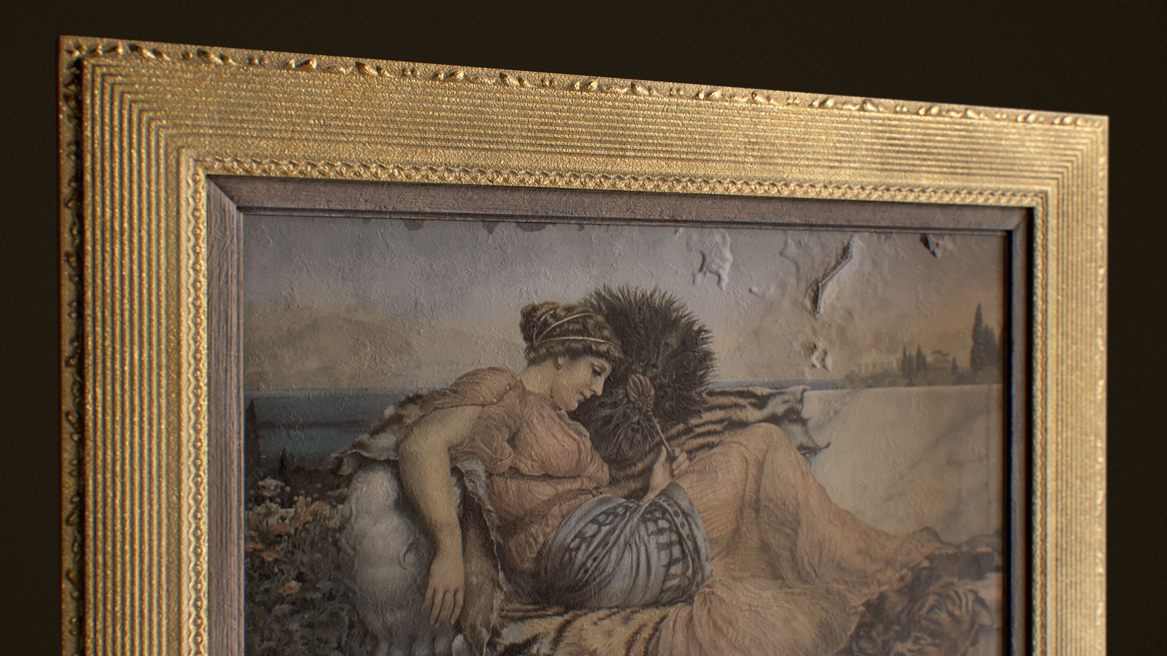 Victorian Framed Painting Low-poly 3D model_4