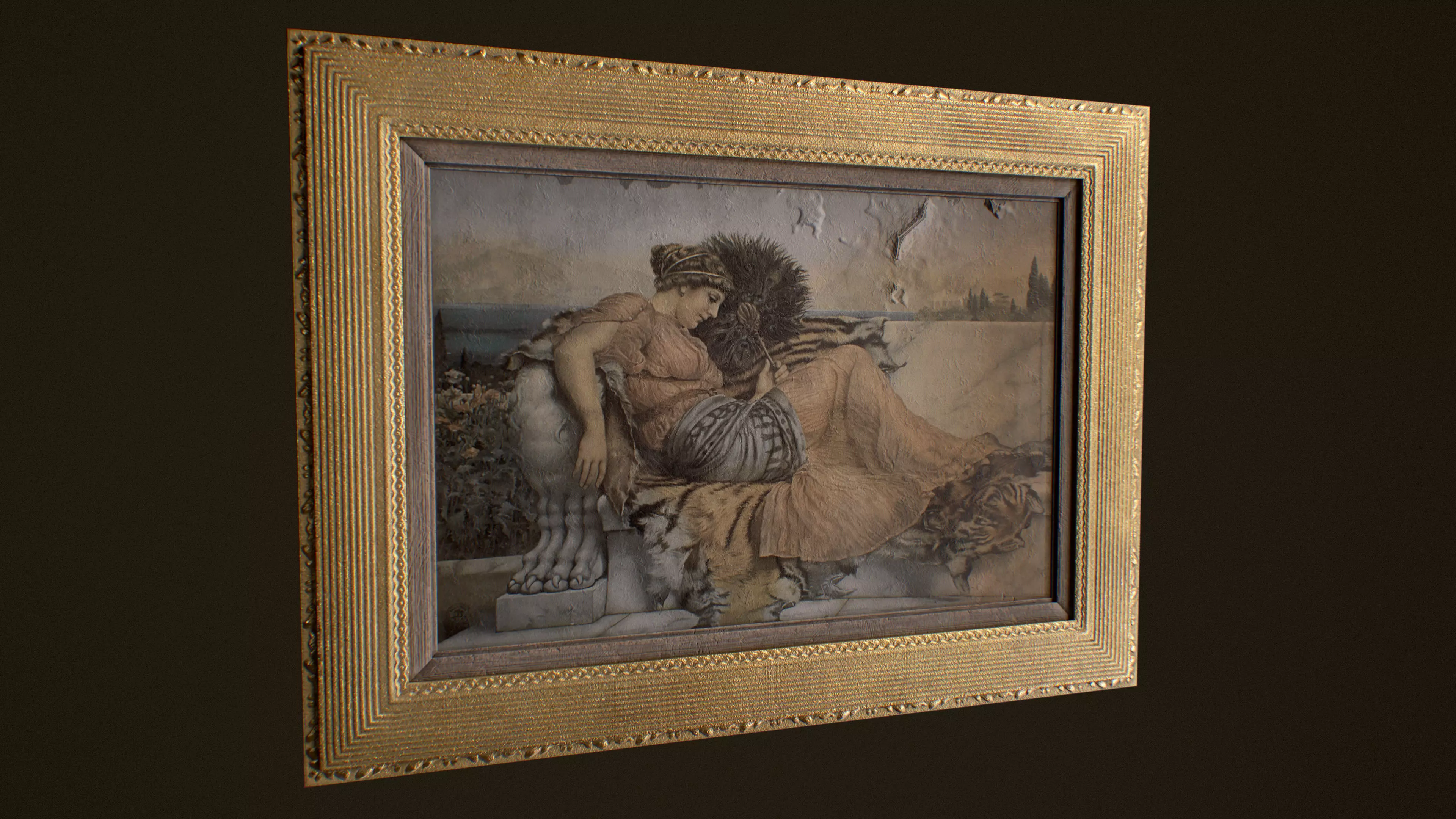 Victorian Framed Painting Low-poly 3D model_0