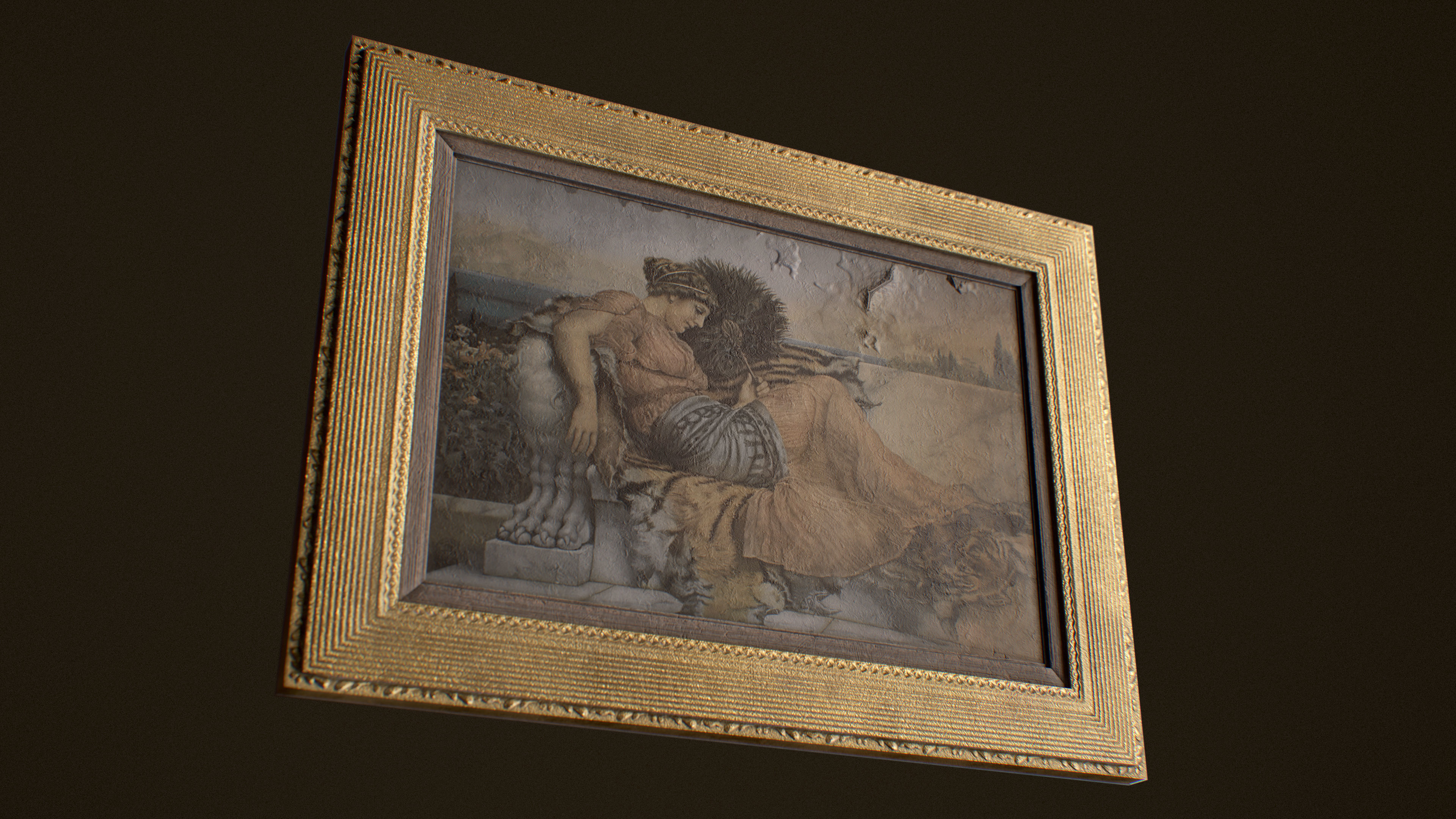 Victorian Framed Painting Low-poly 3D model_8