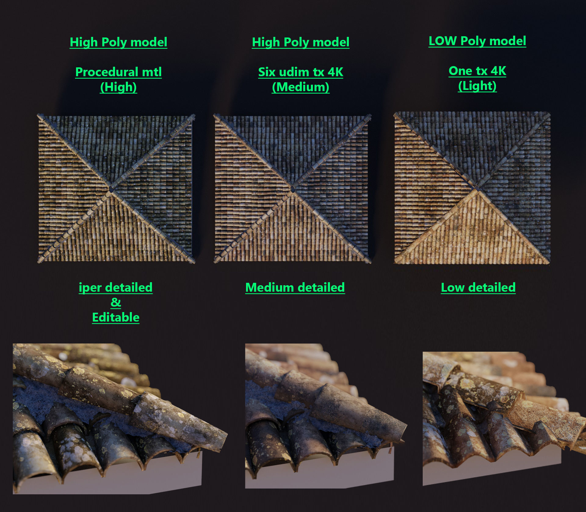 RoofTop - Tile Realistic - High and Low  Low-poly 3D model_22