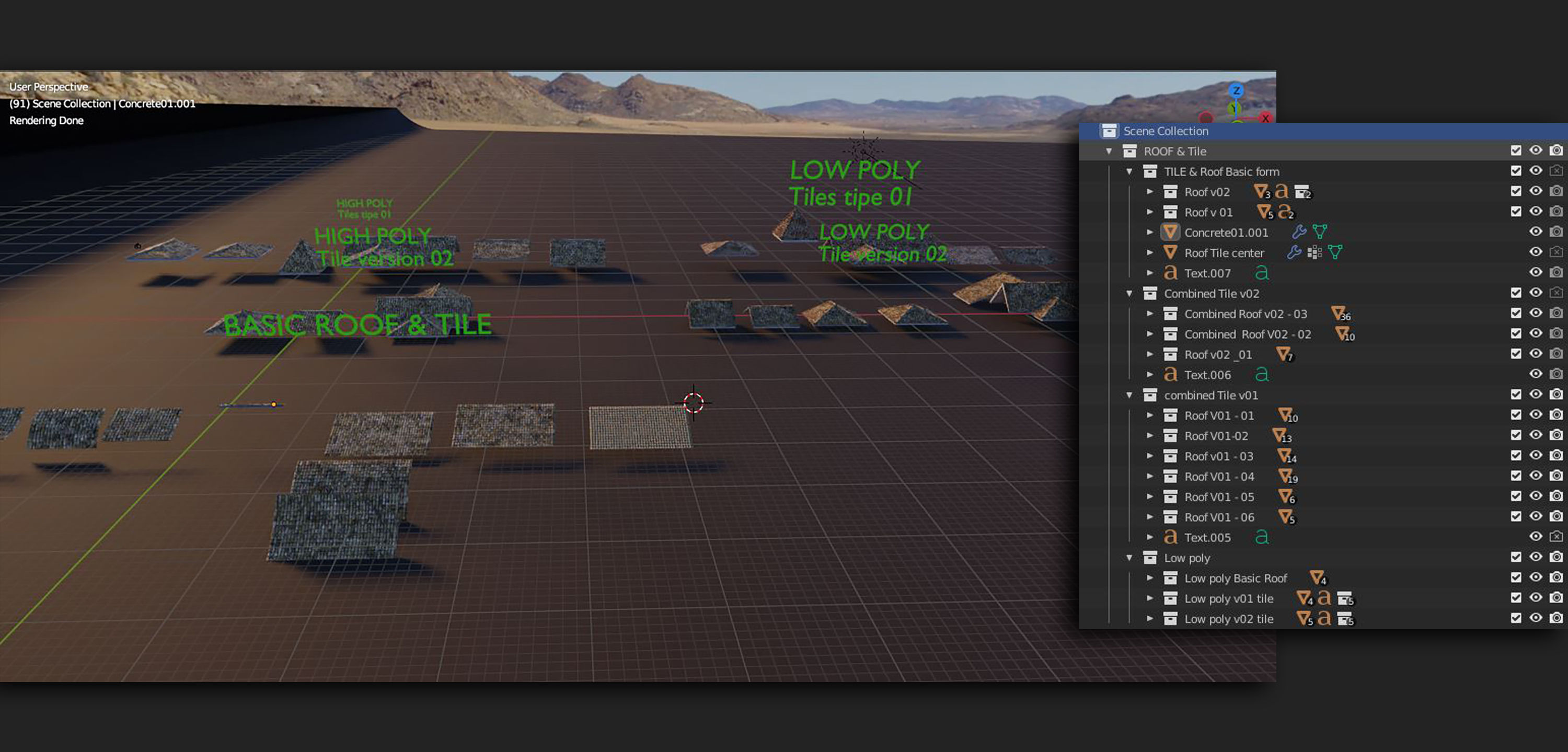 RoofTop - Tile Realistic - High and Low  Low-poly 3D model_48