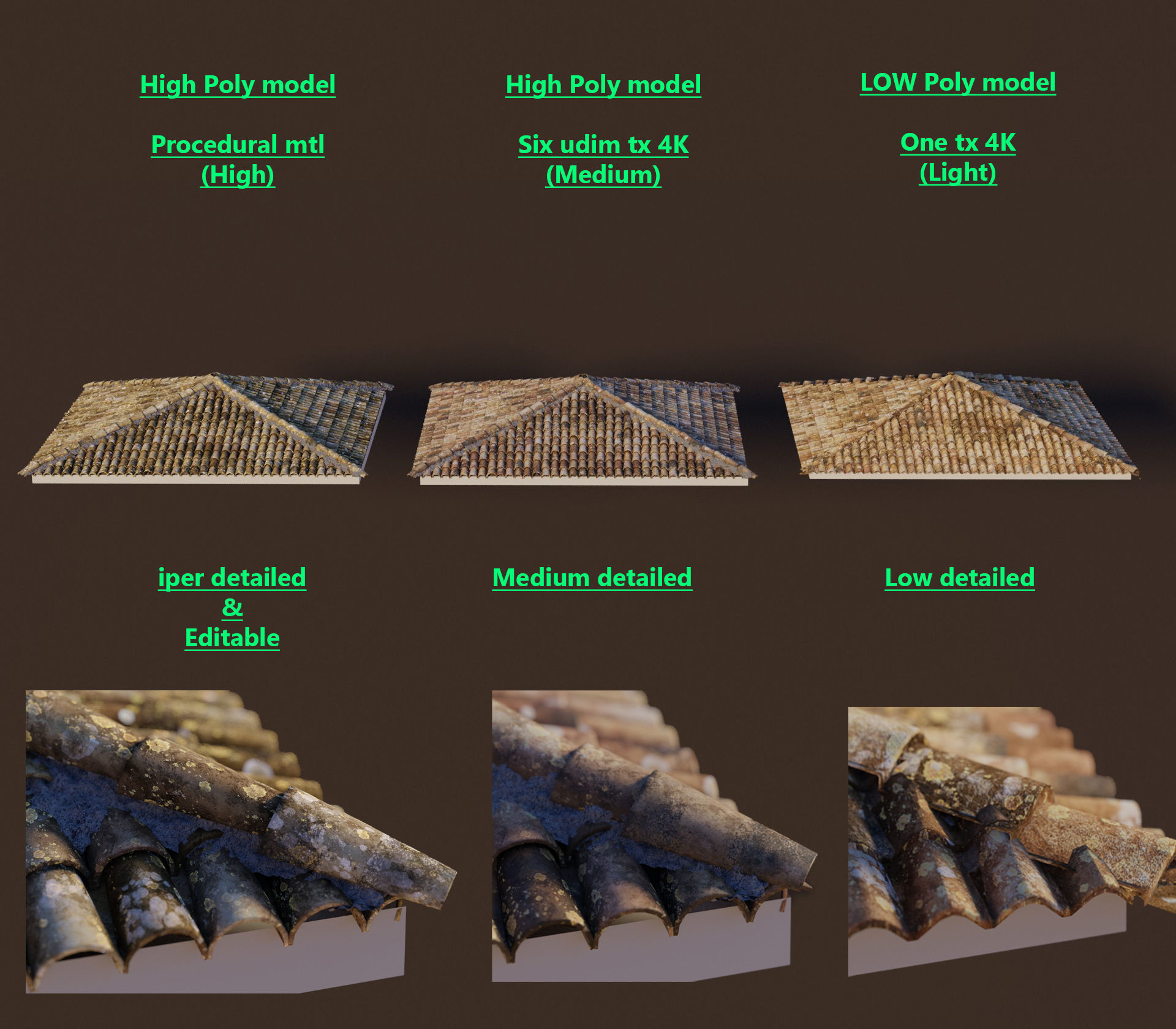 RoofTop - Tile Realistic - High and Low  Low-poly 3D model_23