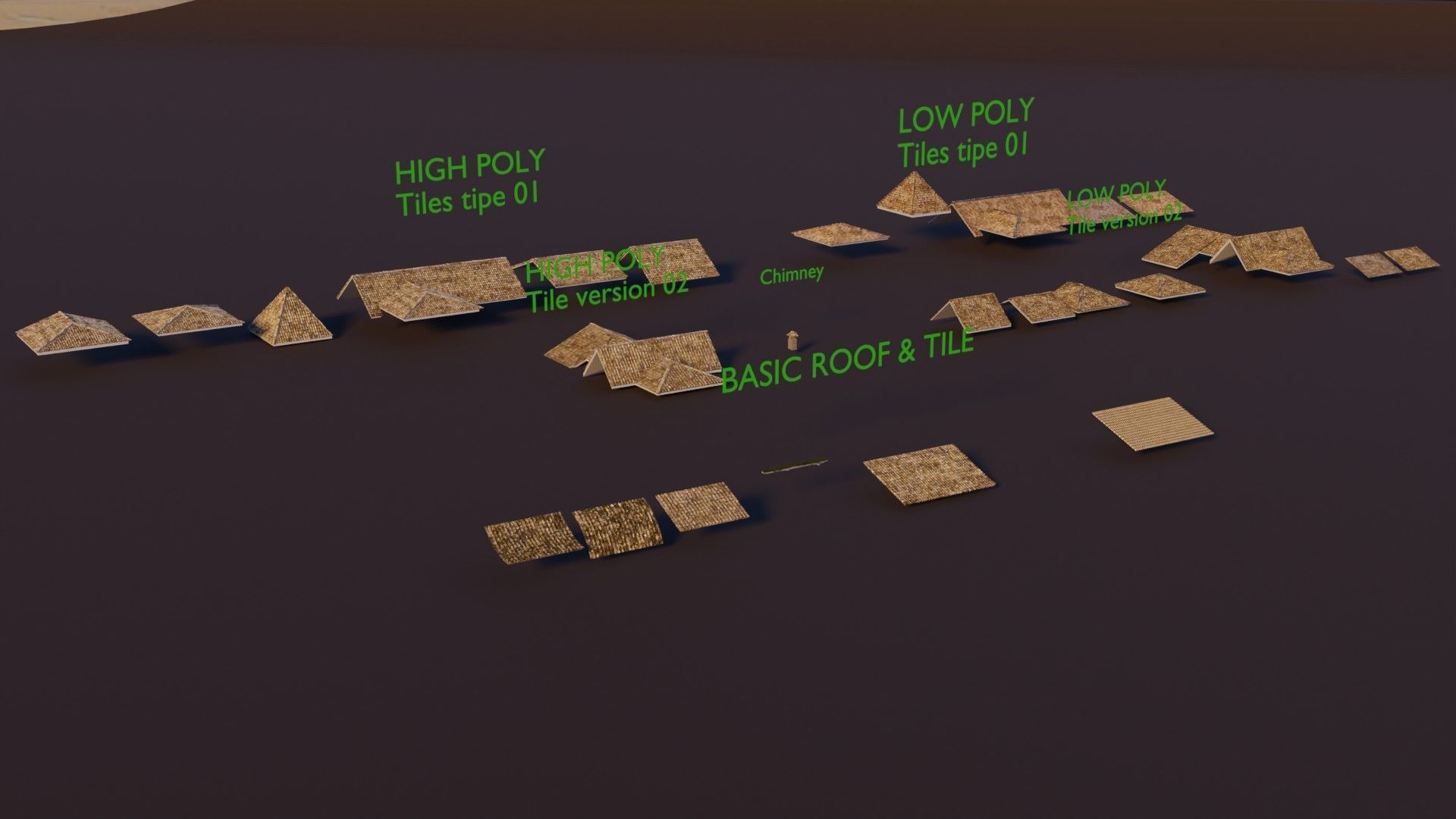 RoofTop - Tile Realistic - High and Low  Low-poly 3D model_24