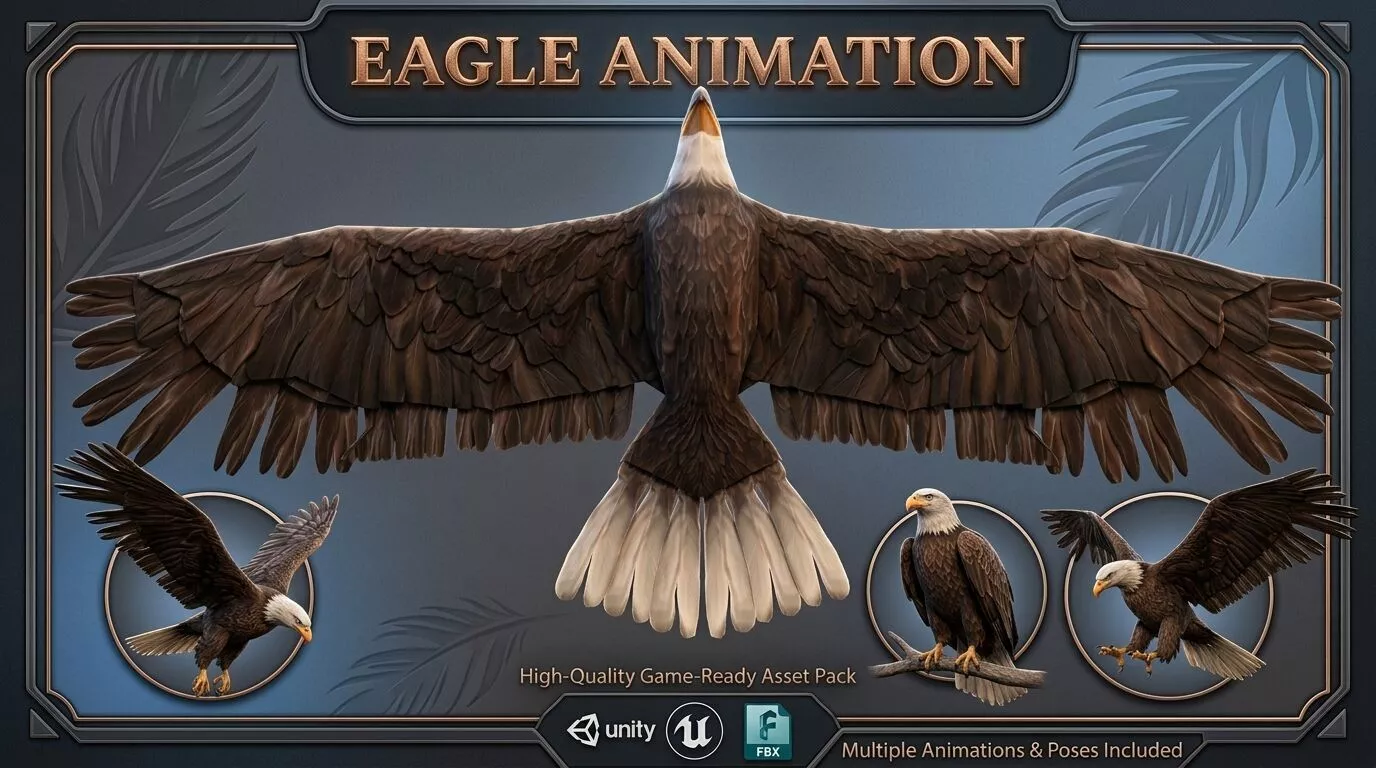 Eagle animation Low-poly 3D model