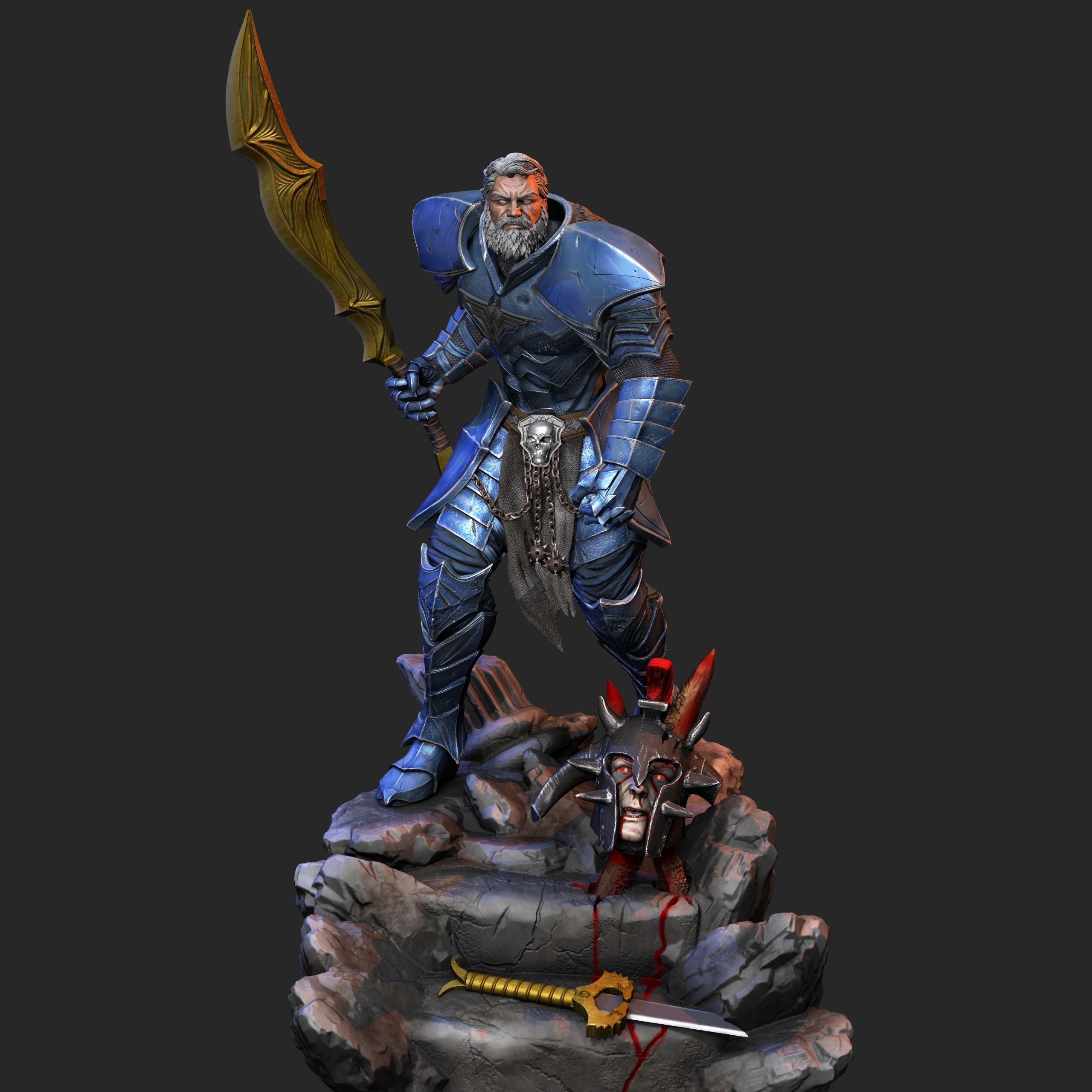 MERCILESS statue of knight holding sword 3D print model_3