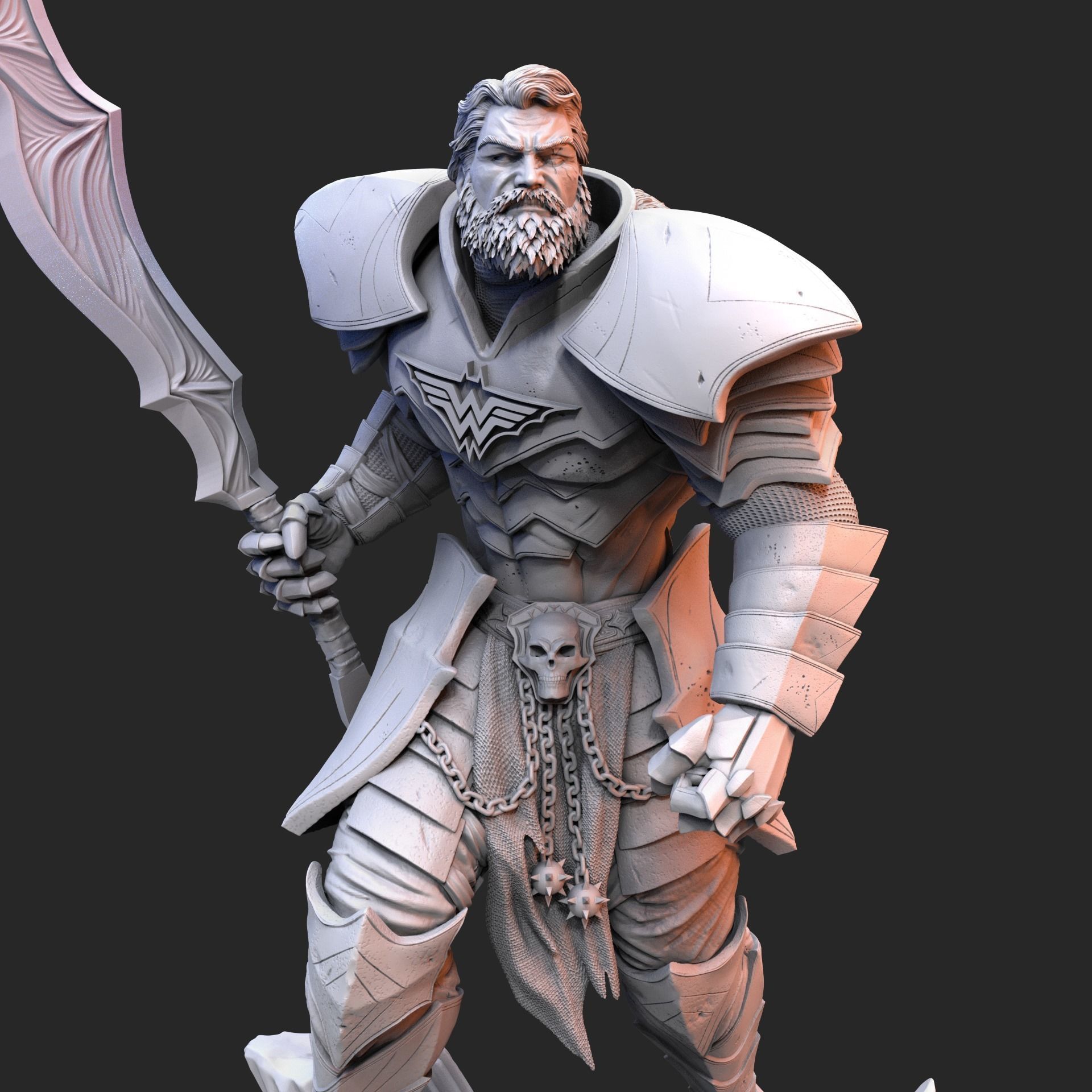 MERCILESS statue of knight holding sword 3D print model_6