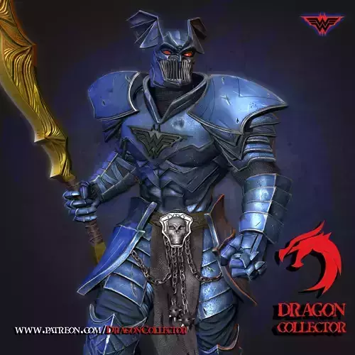 MERCILESS statue of knight holding sword 3D print model