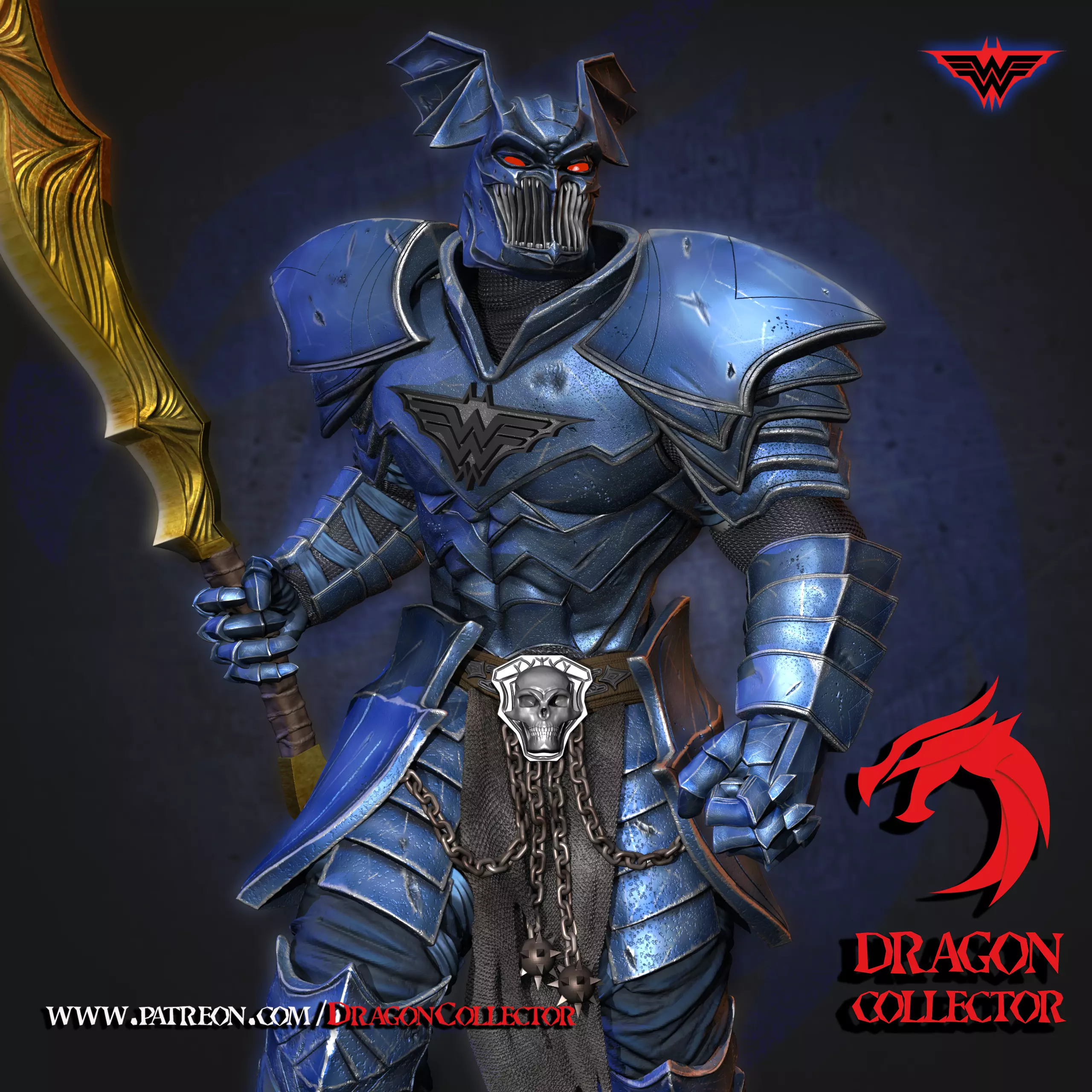 MERCILESS statue of knight holding sword 3D print model_0