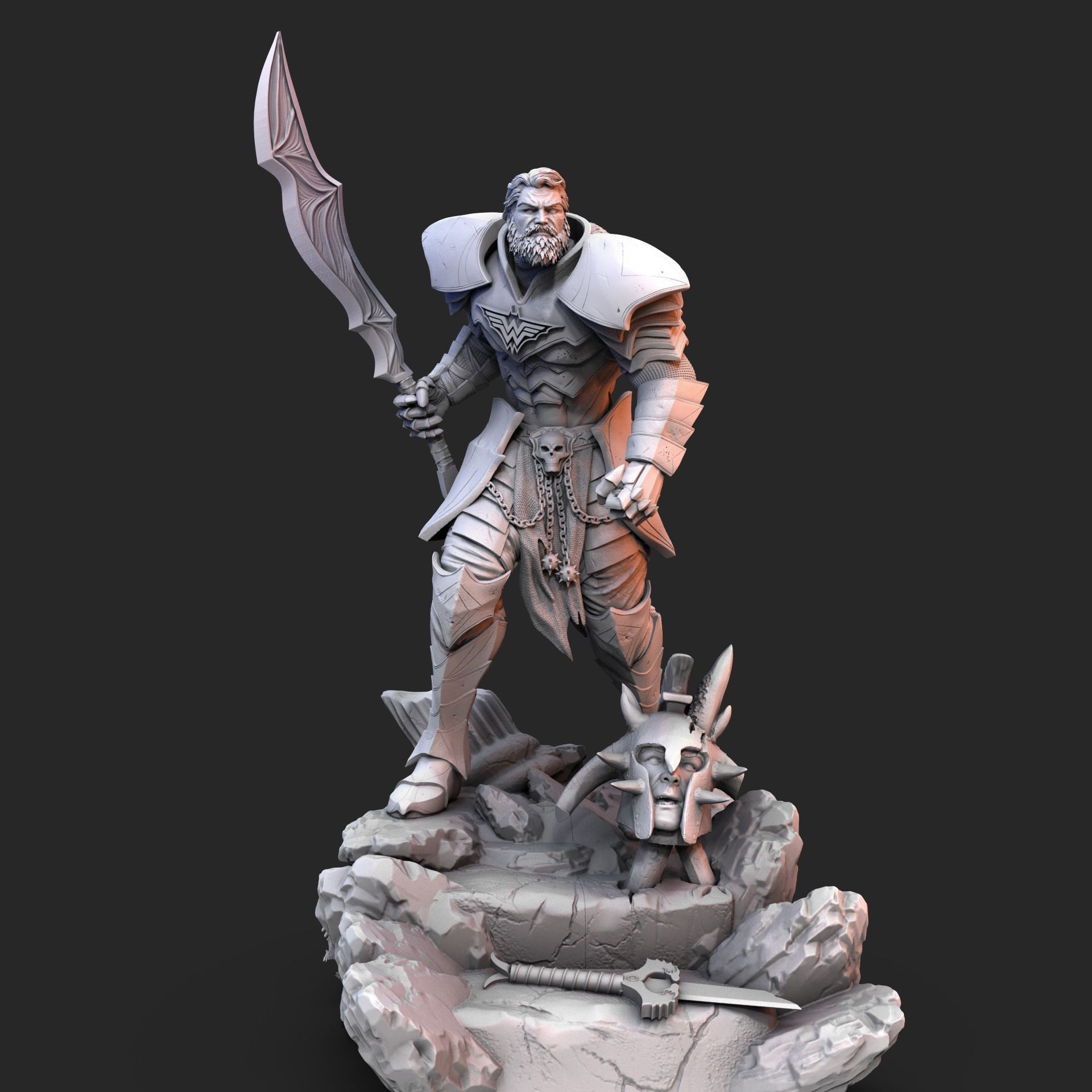 MERCILESS statue of knight holding sword 3D print model_7