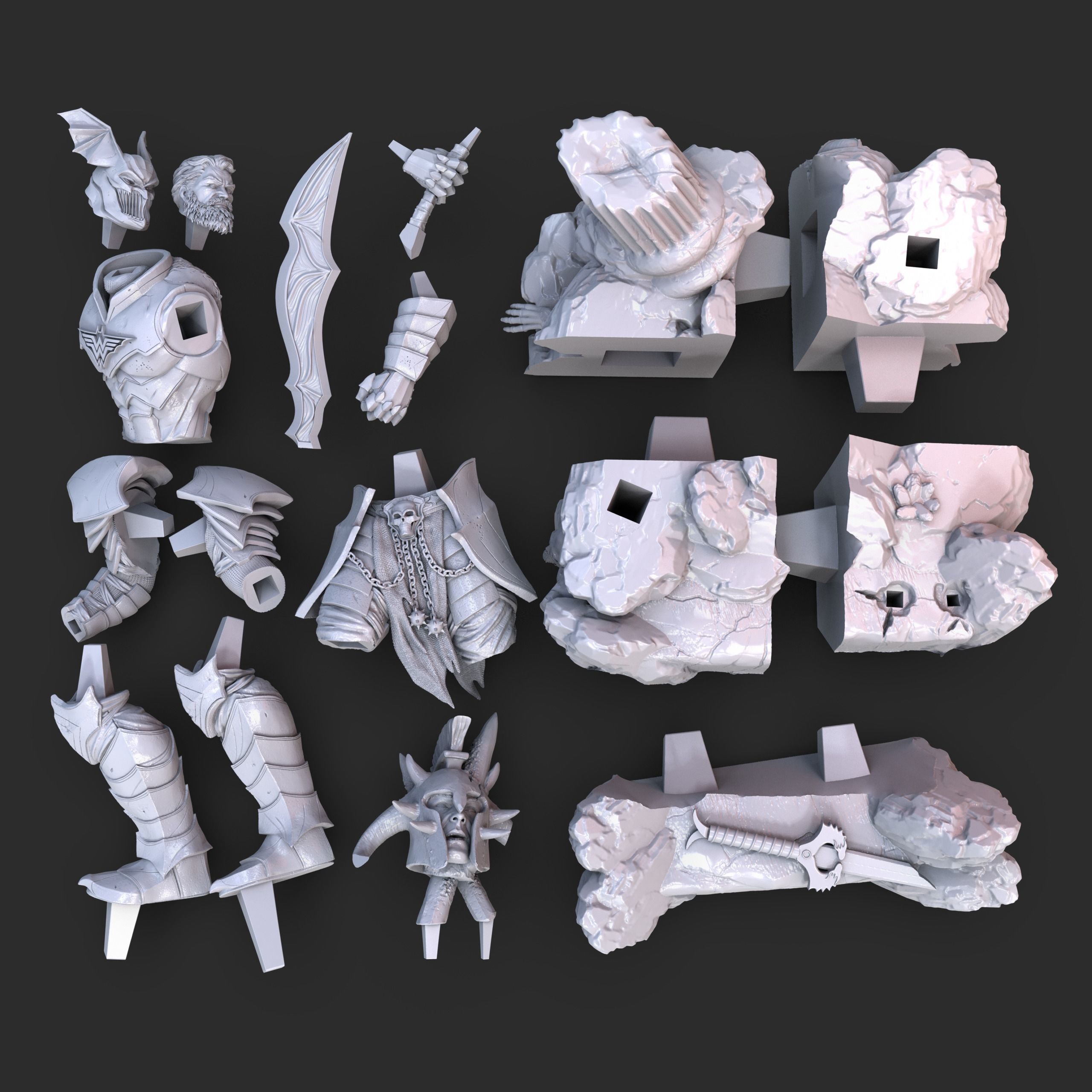 MERCILESS statue of knight holding sword 3D print model_8