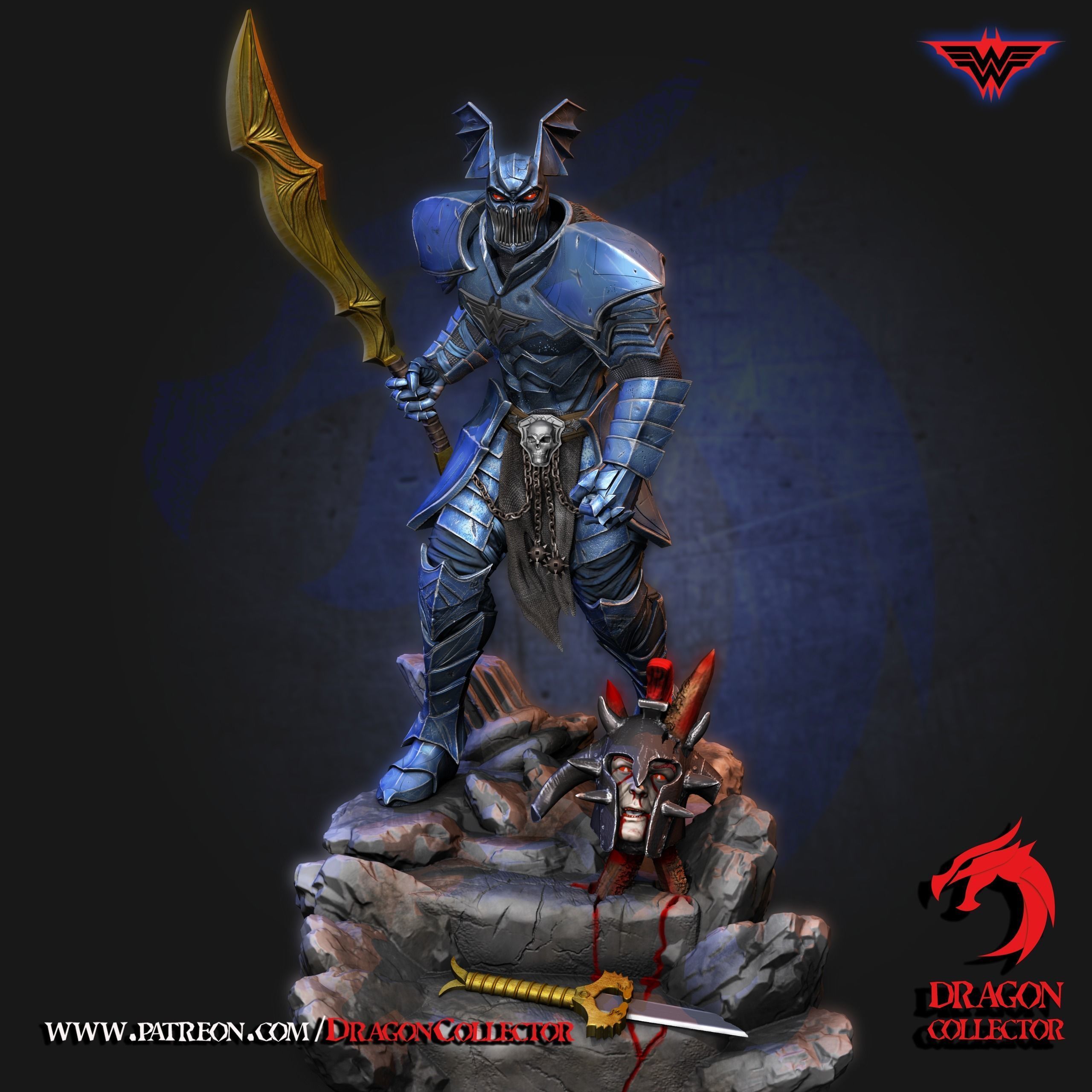MERCILESS statue of knight holding sword 3D print model_1