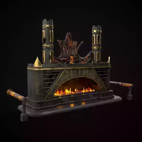 Dark Sci-fi Fire Pit Low-poly 3D model