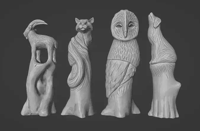 Wooden Animal Sculptures 