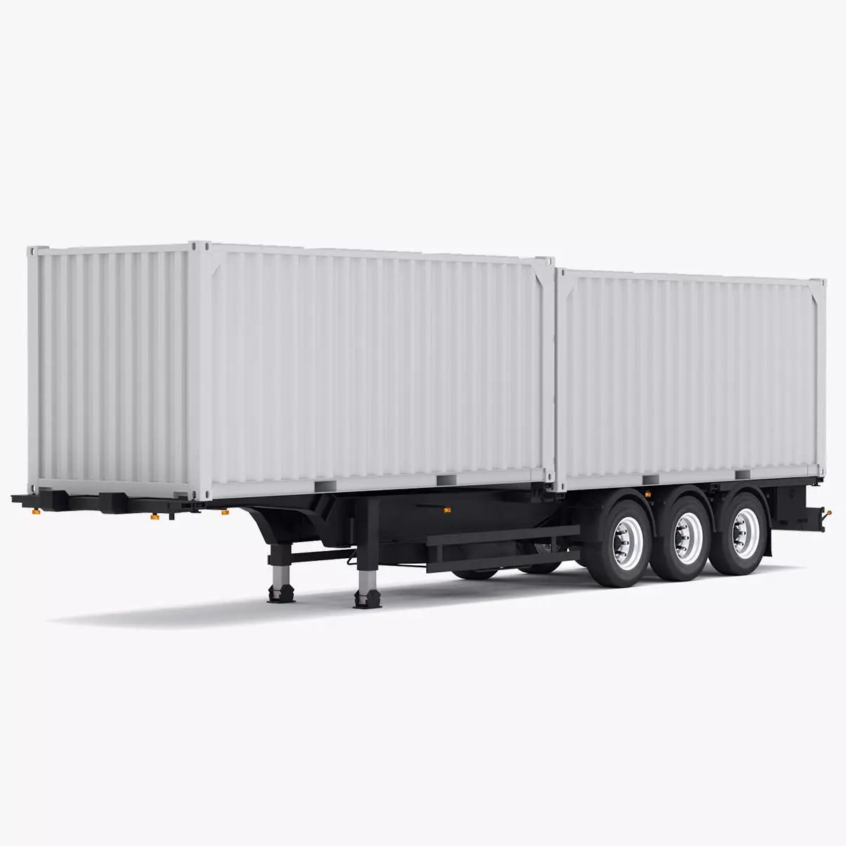 Chassis Semi Trailer with Shipping Containers 3D model