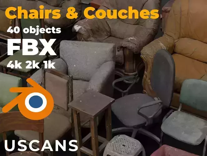 USCANS ChairsAndCouches Low-poly 3D model