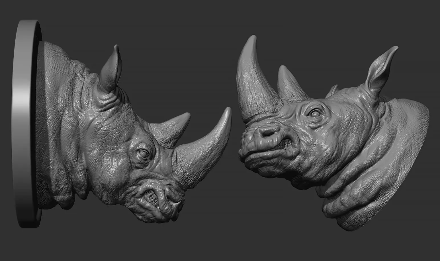 Rhinoceros grin head 3D print model_0