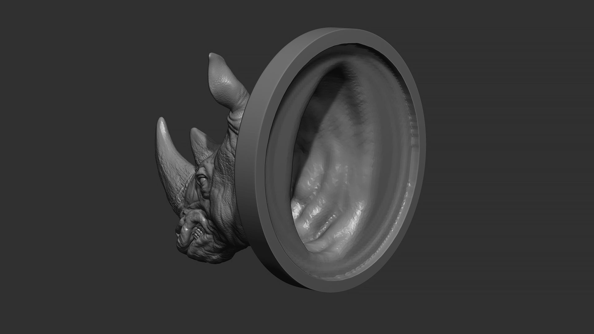 Rhinoceros grin head 3D print model_22