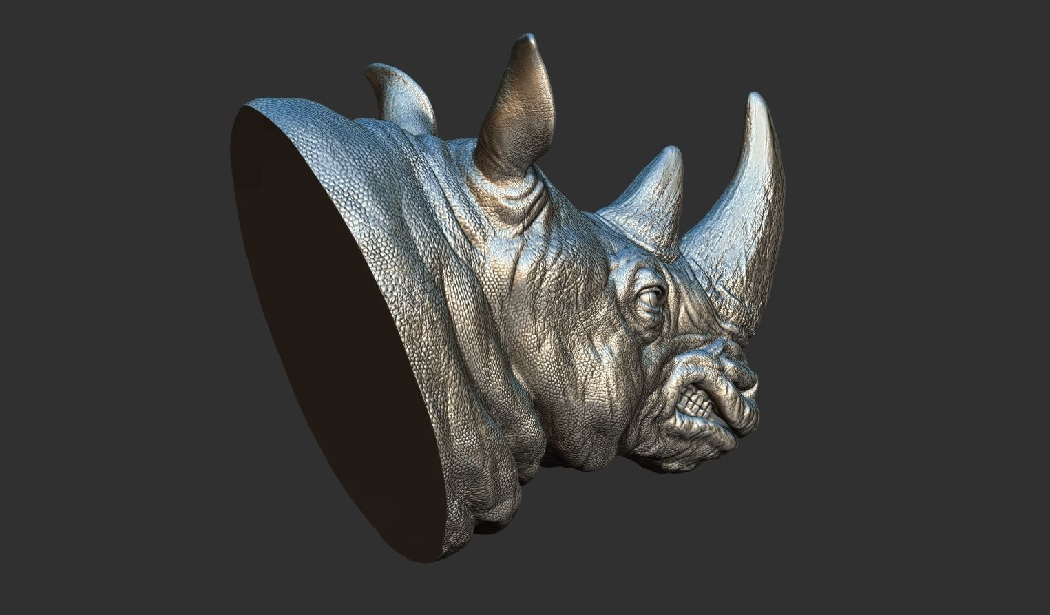 Rhinoceros grin head 3D print model_4
