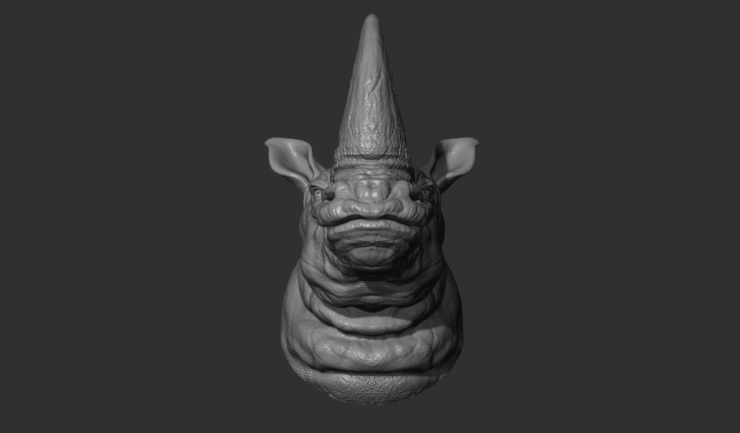 Rhinoceros grin head 3D print model_21