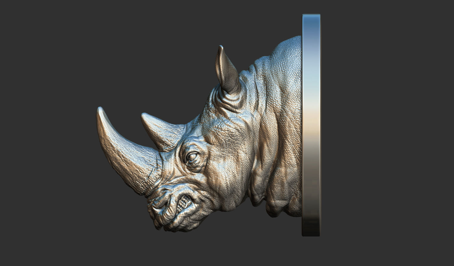 Rhinoceros grin head 3D print model_1