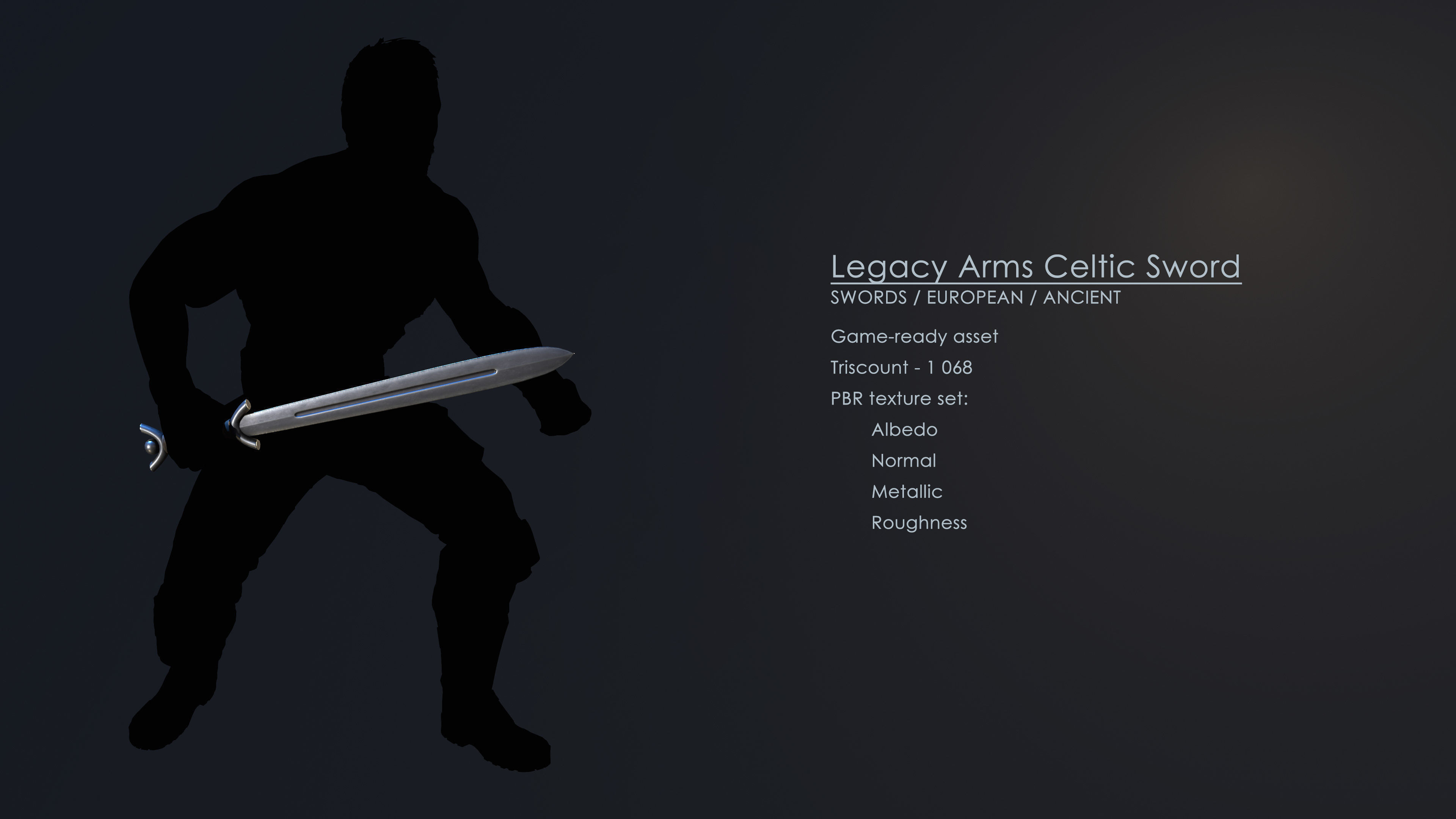Legacy Arms Celtic Sword Low-poly 3D model_3