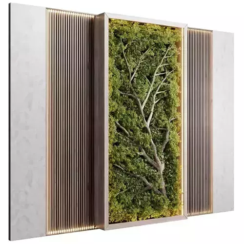 Vertical Wall Garden With Wooden frame 48 Low-poly 3D model