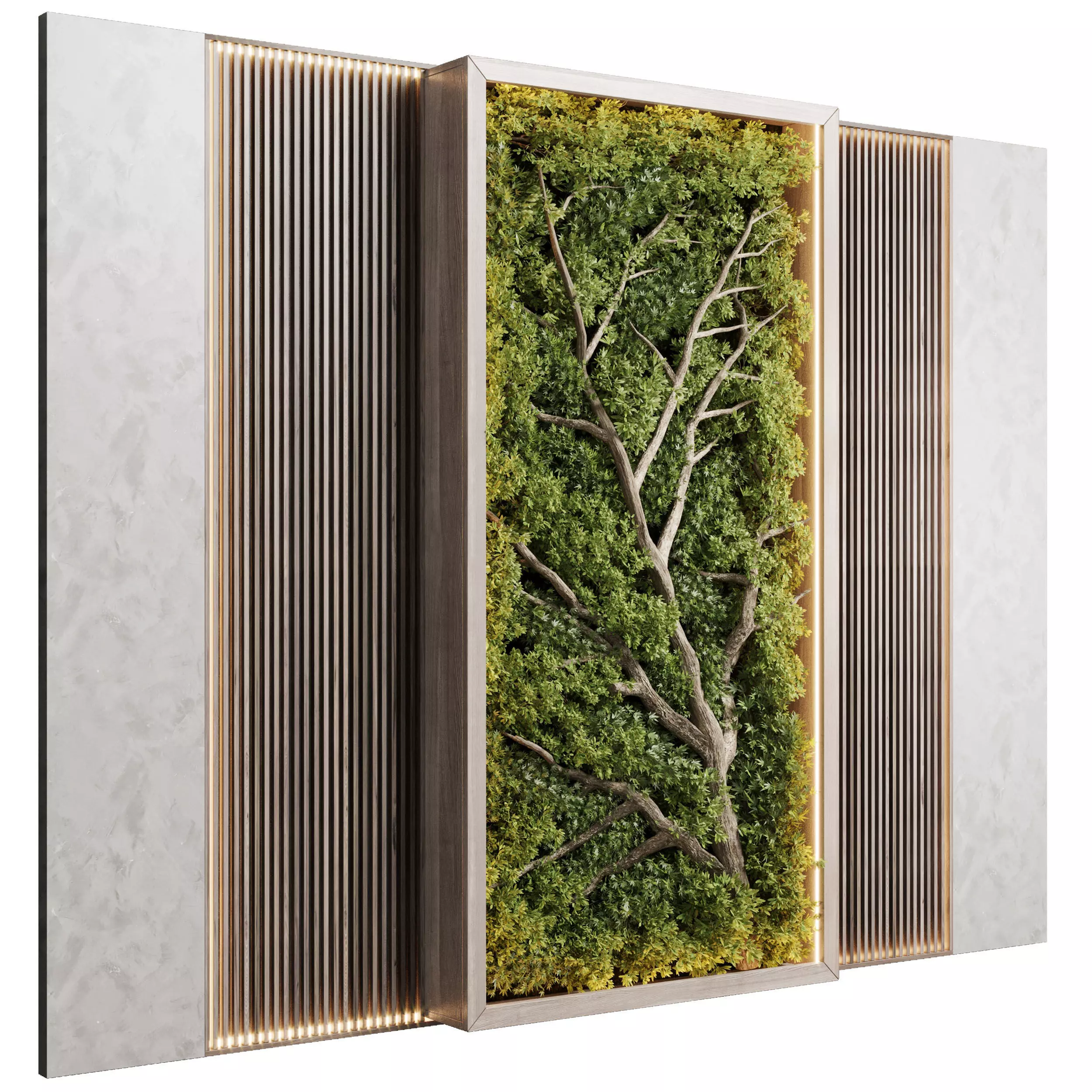 Vertical Wall Garden With Wooden frame 48 Low-poly 3D model