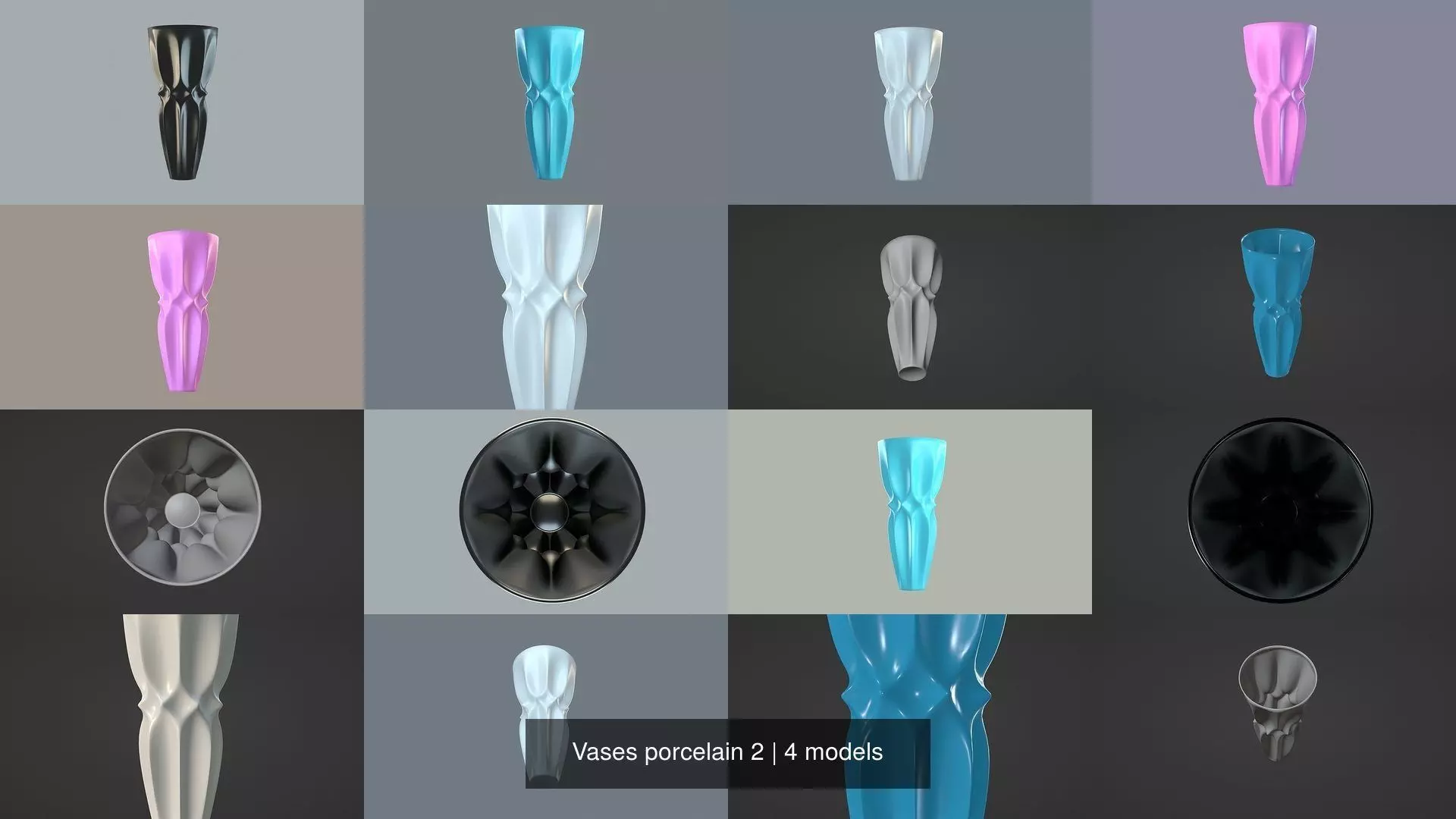 Vases porcelain 2 3D Model Collection_1