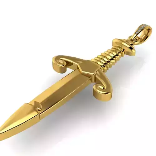 Mens Engravable Sword Pendant  with Accent Stones on the bail