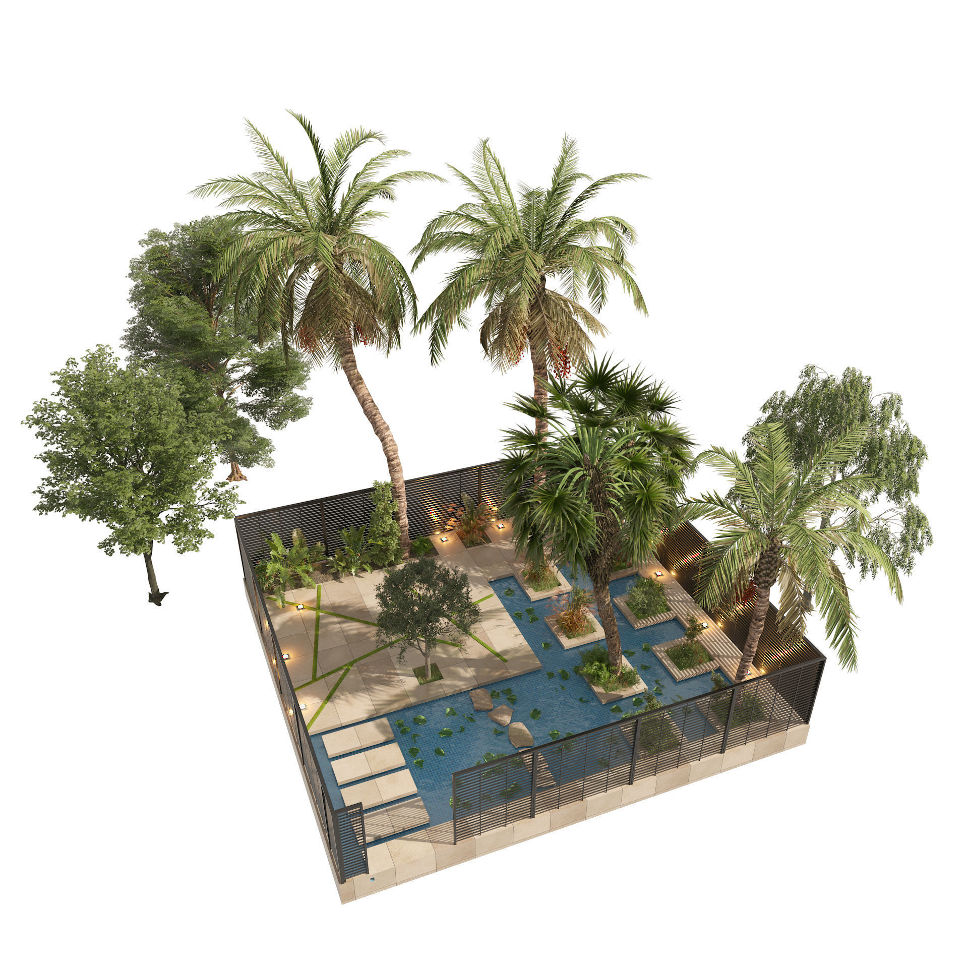 Arabic desert oasis garden - Waha 3D model_5