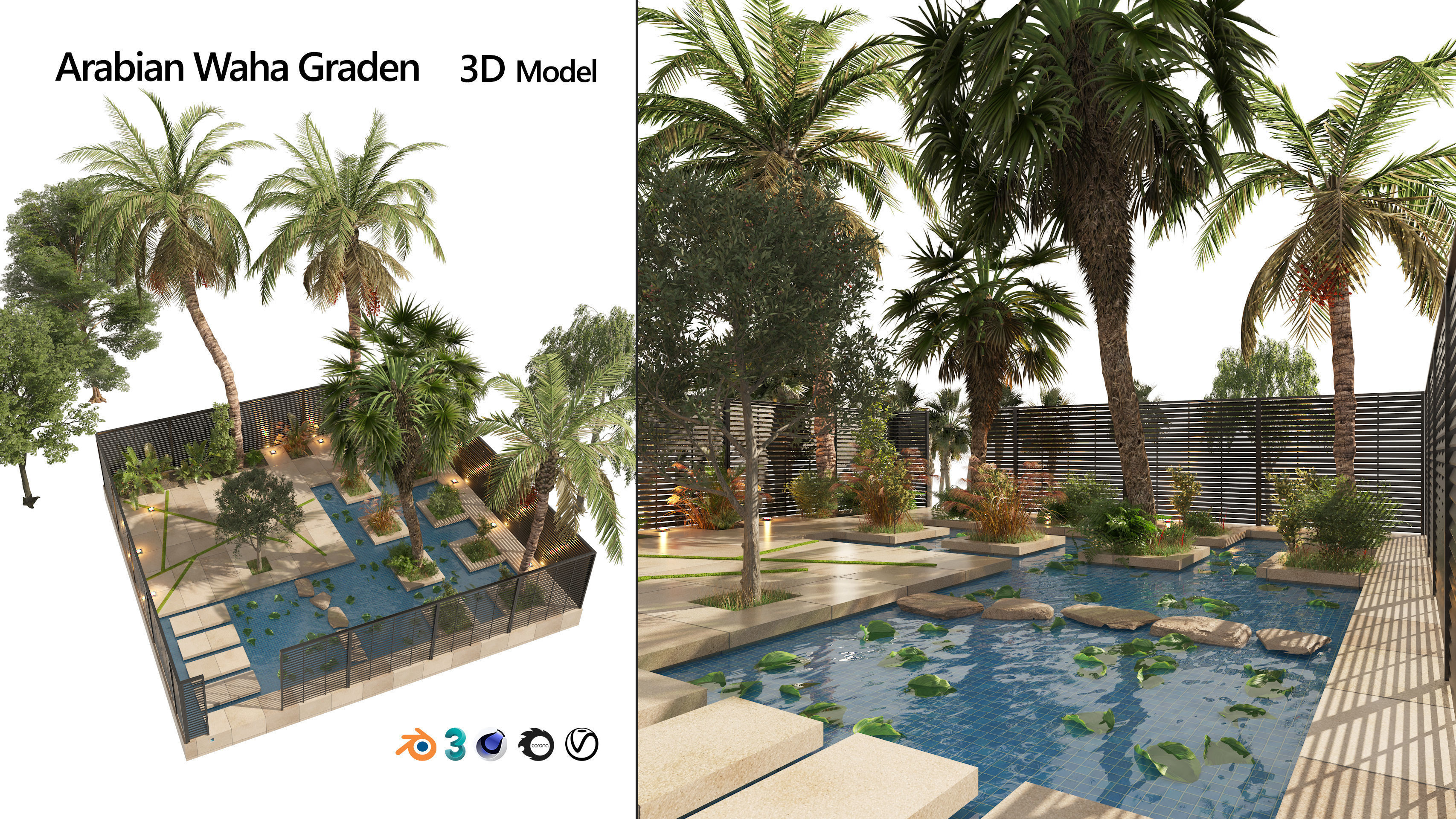 Arabic desert oasis garden - Waha 3D model_7