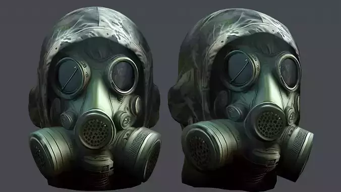 Gas mask helmet 3d model military combat Low-poly