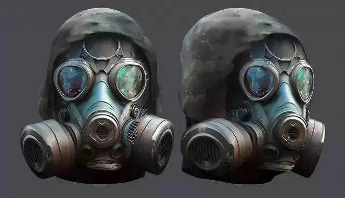 Gas mask helmet 3d model military combat Low-poly