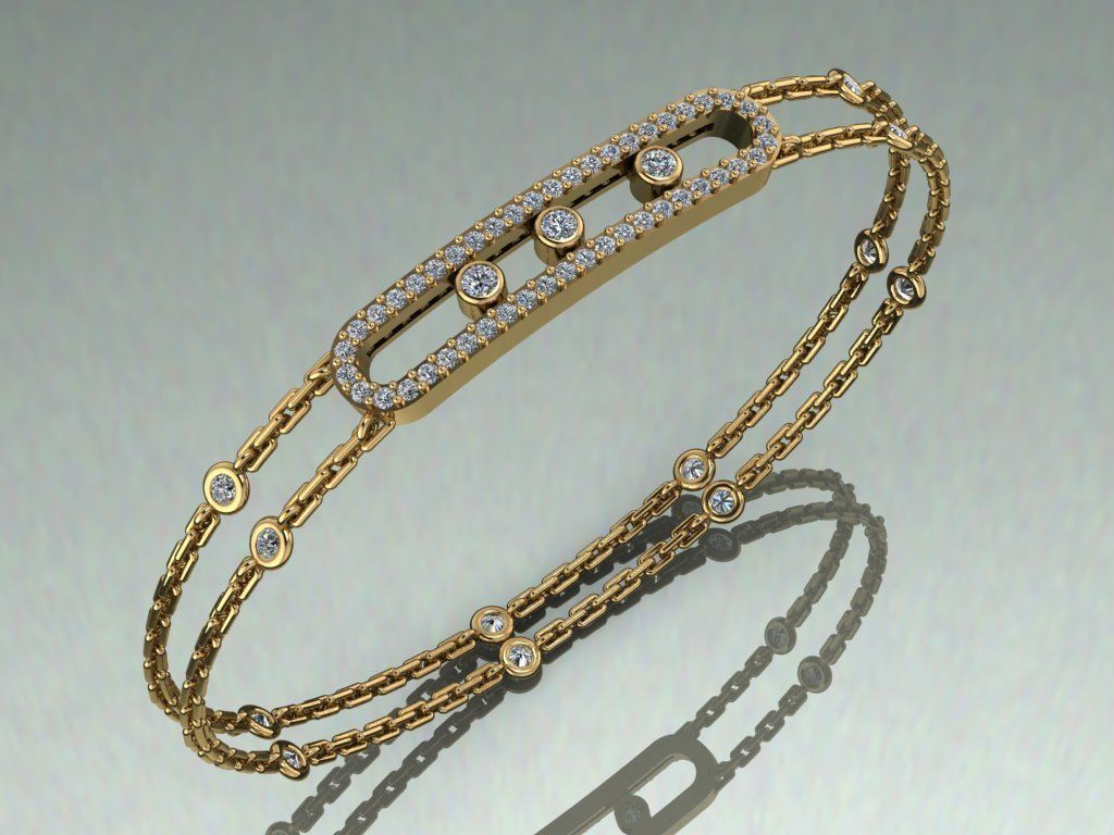 mesika half bangle bracelet 3D print model_1