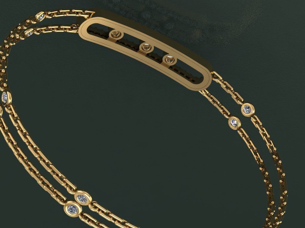 mesika half bangle bracelet 3D print model_2