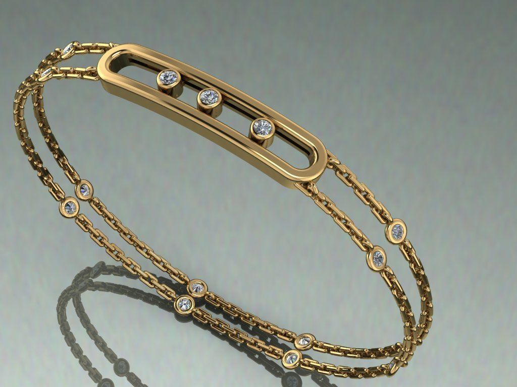 mesika half bangle bracelet 3D print model_3