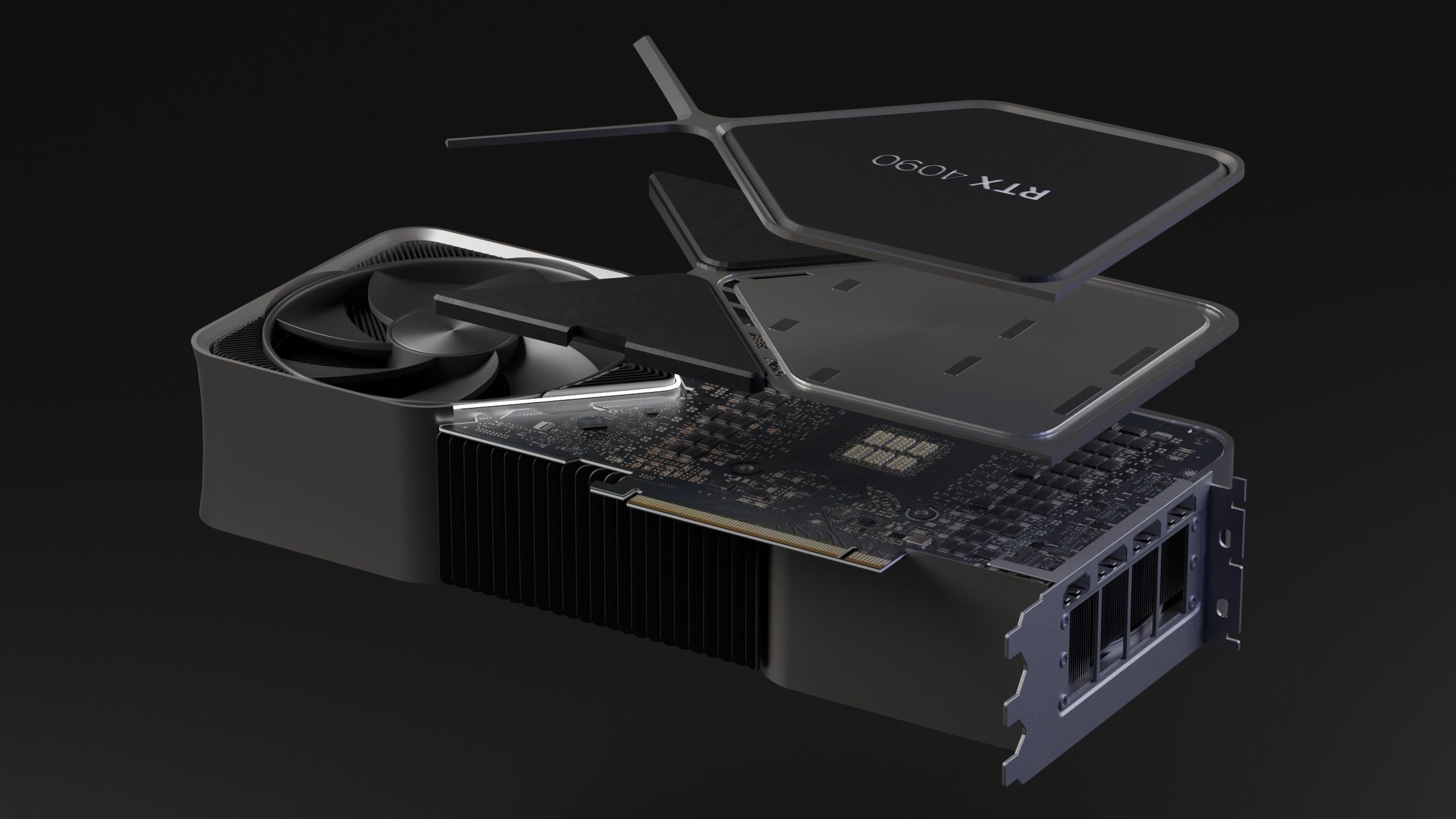 RTX 4090 Founder Edition Detailed 3D Gaming GPU 3D model_5