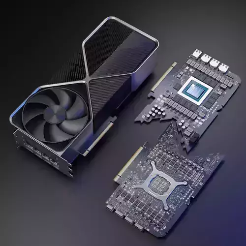 RTX 4090 Founder Edition Detailed 3D Gaming GPU 3D model RTX 4090 Founder Edition Detailed 3D Gaming GPU 3D model