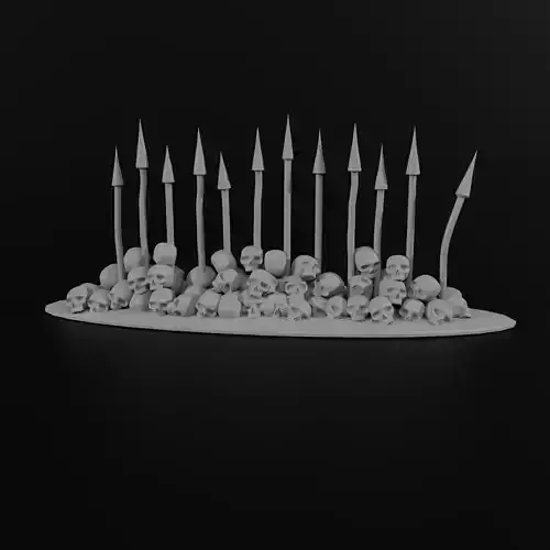 wall of skulls with spikes warhammer 40k terrain 3d model