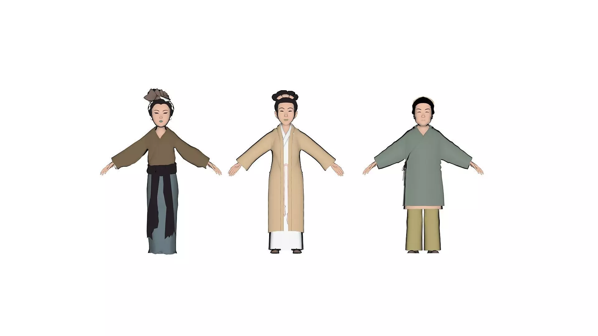 Ink painting people 3D model