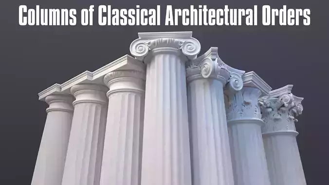 Columns of Classical Architectural Orders  Low-poly 3D model