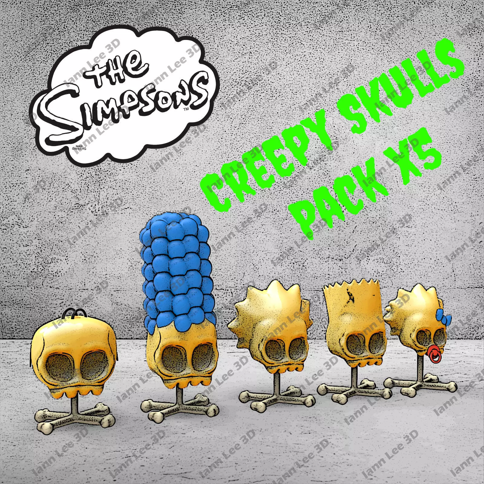 Craneos Simpsons skull creepy Pack x5 3D print model_0
