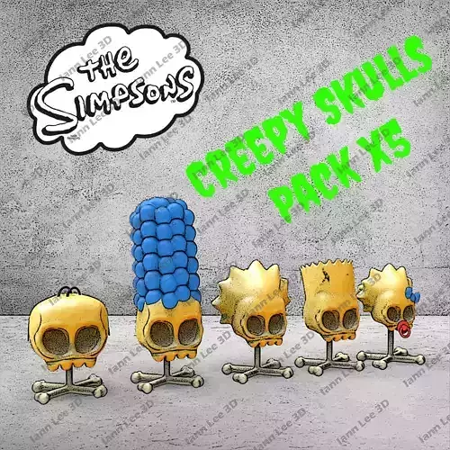 Craneos Simpsons skull creepy Pack x5 3D print model