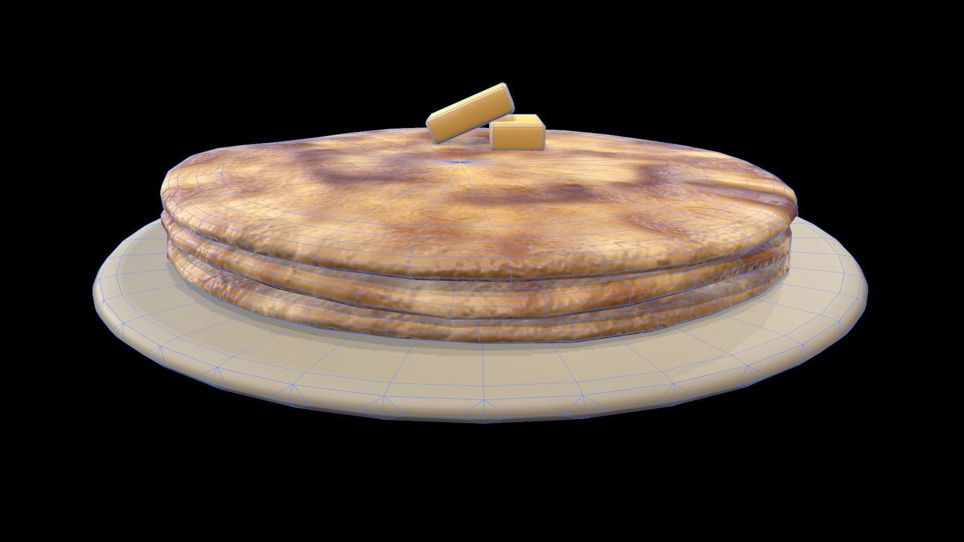 Parathas stack of pancakes on plate Low-poly 3D model_8