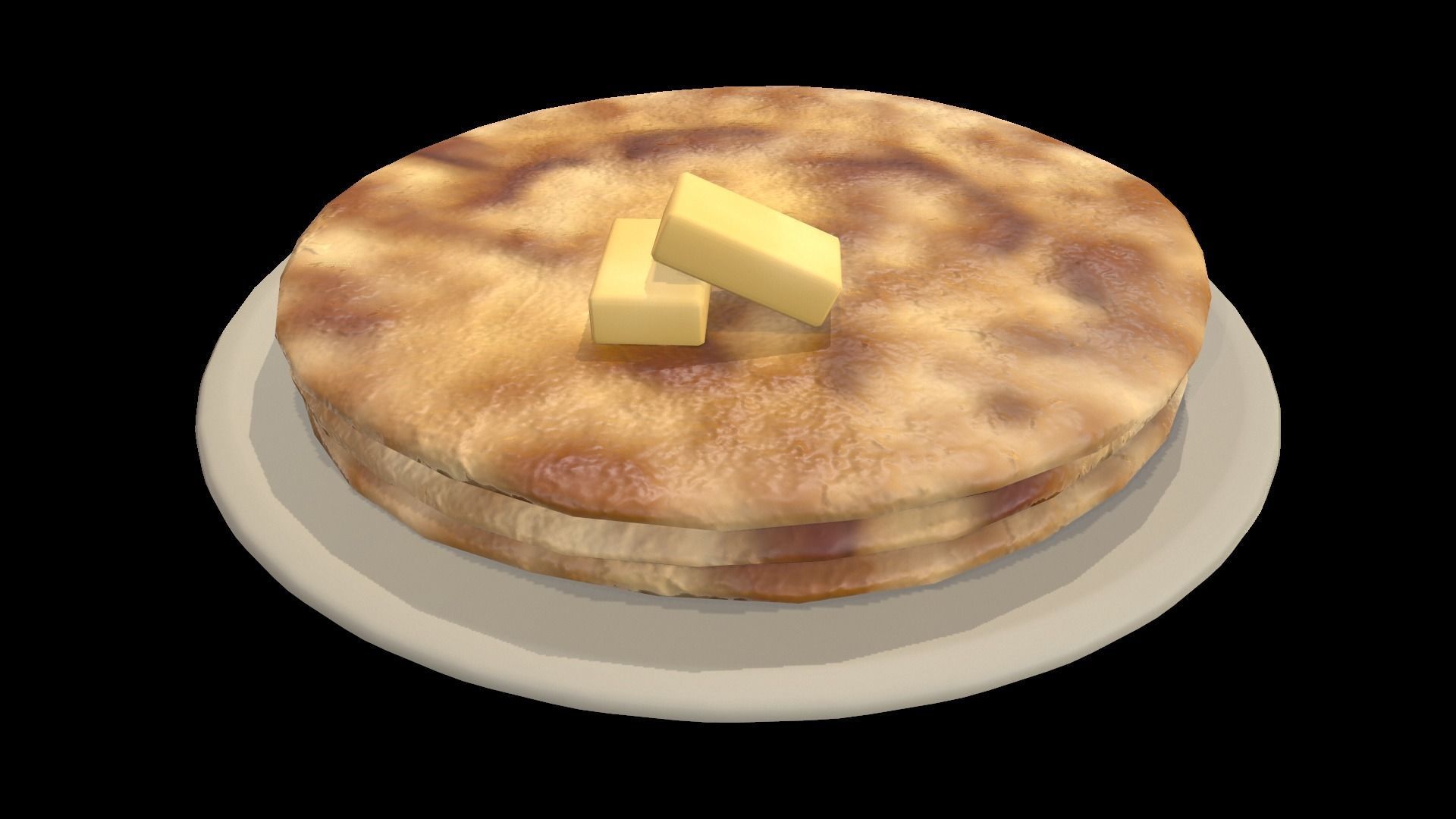 Parathas stack of pancakes on plate Low-poly 3D model_6