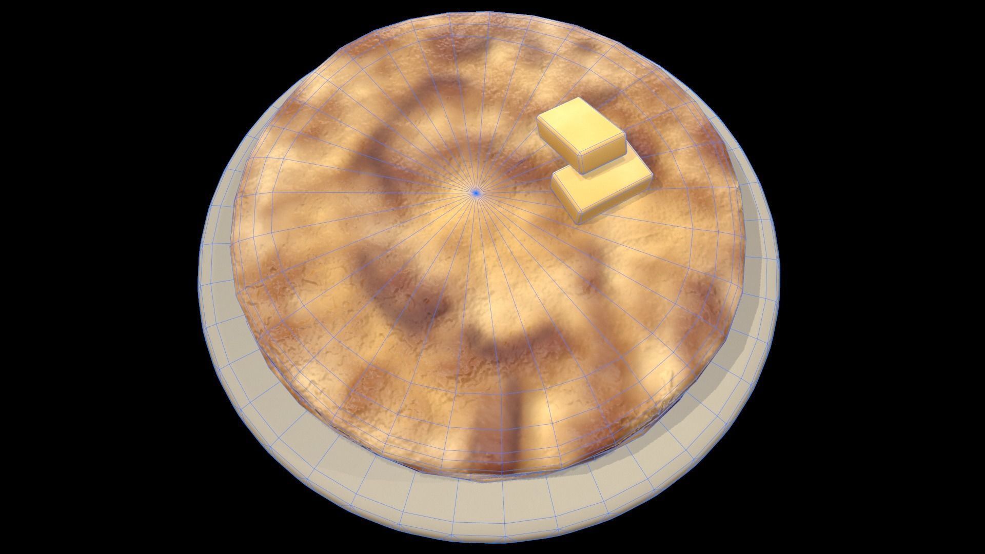 Parathas stack of pancakes on plate Low-poly 3D model_10