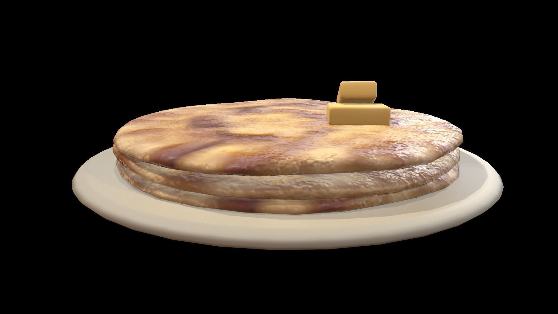 Parathas stack of pancakes on plate Low-poly 3D model_3